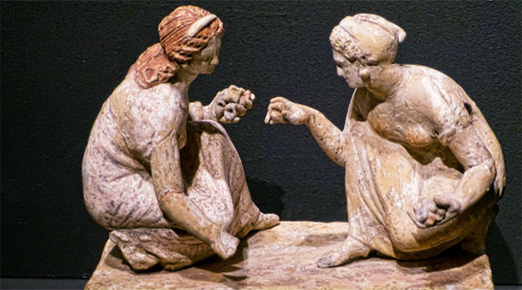 800 BC - Greek statue showing of goddesses playing dice games